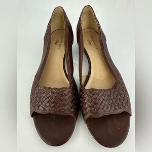 ANN KLEIN iflex Brown Leather Wedges - size 10